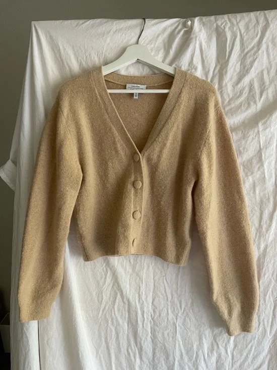 & Other Stories Alpaca Blend V-Neck Cardigan Scandi capsule wardrobe chic Size S - Picture 3 of 15